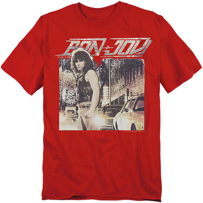 Red - Front - Bon Jovi Unisex Adult Runaway T-Shirt