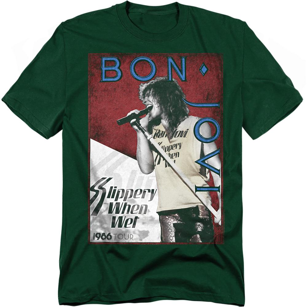 Hunter Green - Front - Bon Jovi Unisex Adult 86 Tour T-Shirt