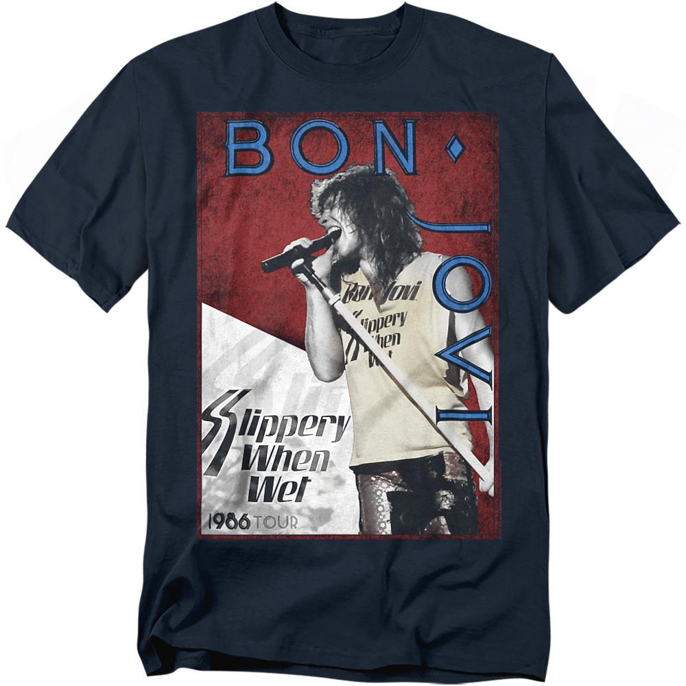 Navy - Front - Bon Jovi Unisex Adult 86 Tour T-Shirt
