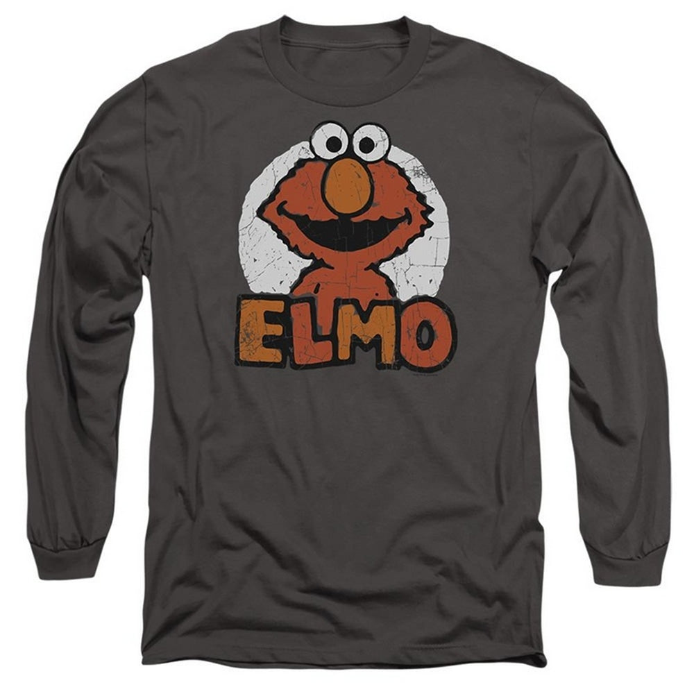 Charcoal - Front - Sesame Street Unisex Adult Elmo Name Long-Sleeved T-Shirt
