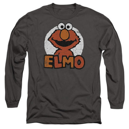 Charcoal - Front - Sesame Street Unisex Adult Elmo Name Long-Sleeved T-Shirt