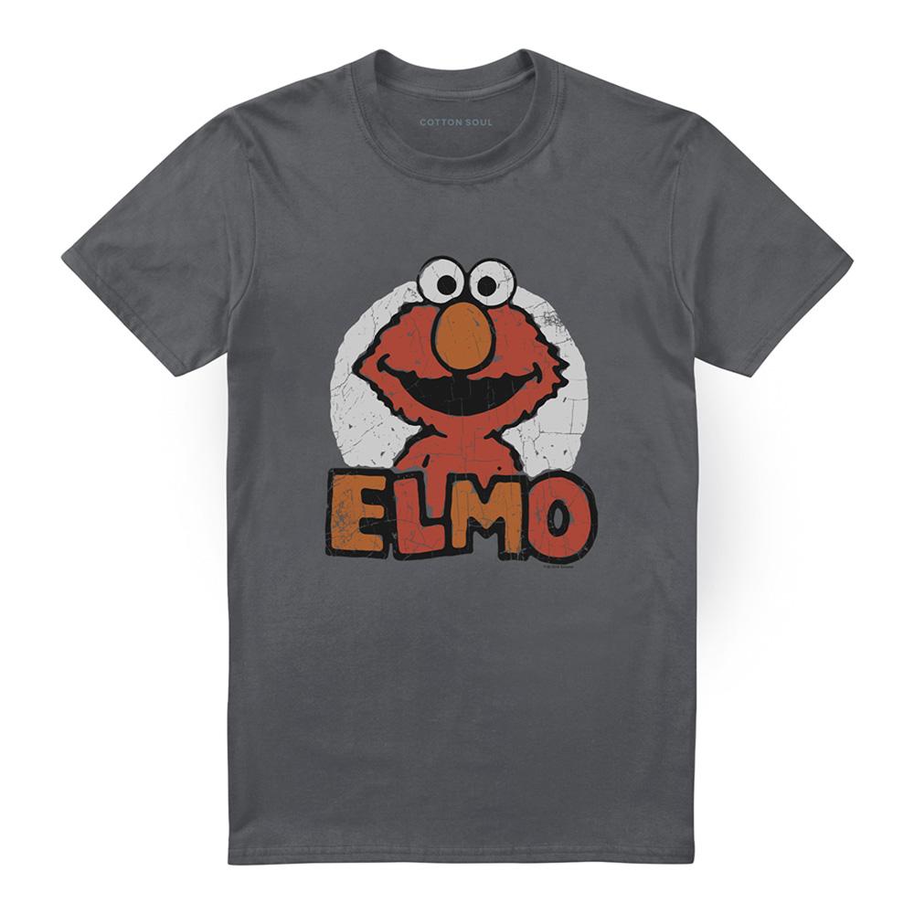 Charcoal - Front - Sesame Street Unisex Adult Elmo Name T-Shirt