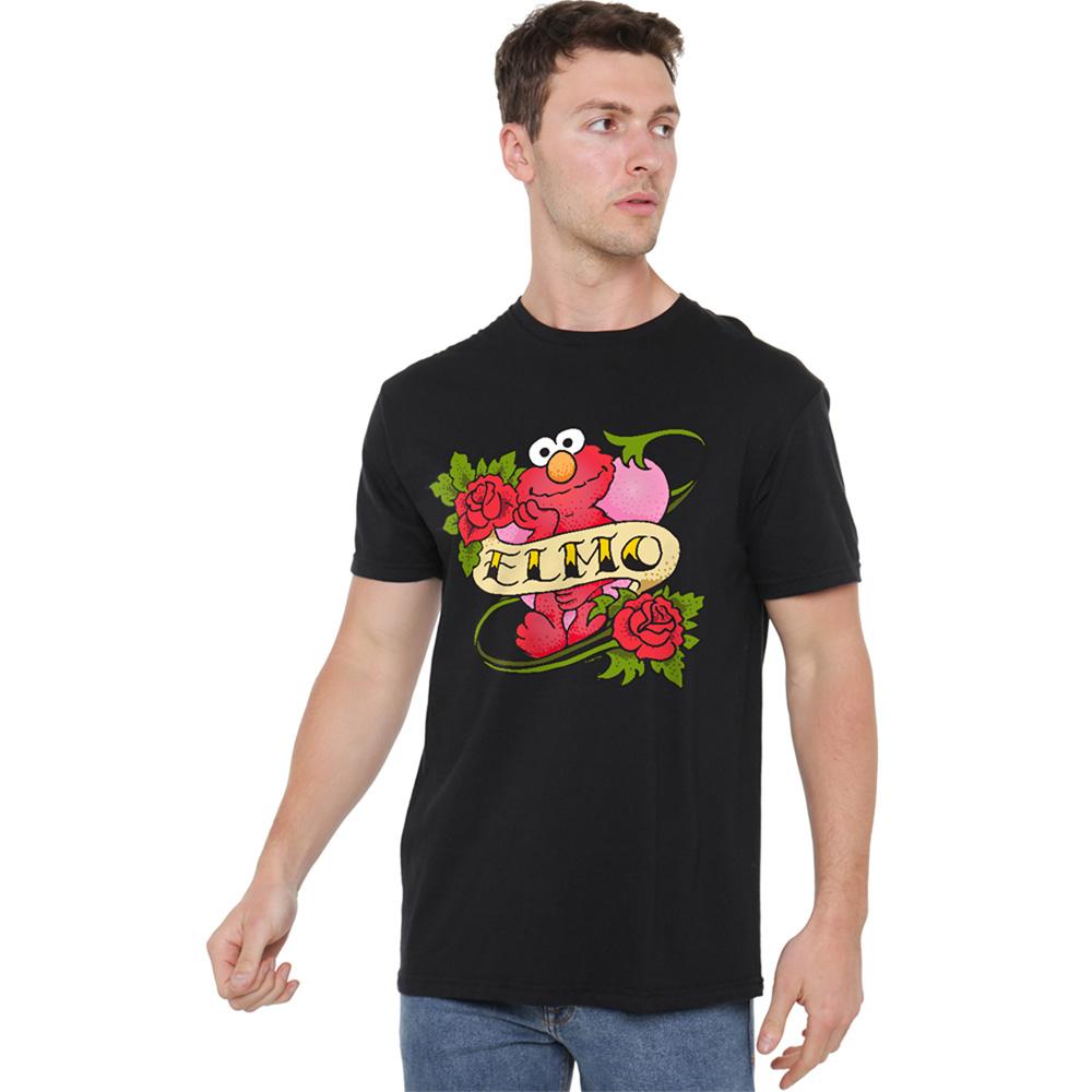 Black - Lifestyle - Sesame Street Unisex Adult Elmo Tattoo T-Shirt