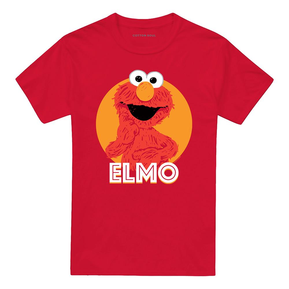 Red - Front - Sesame Street Unisex Adult Elmo Scribble T-Shirt