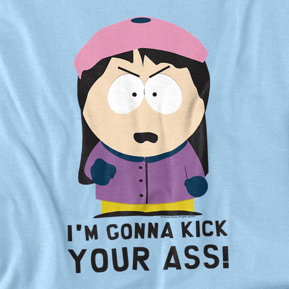 Light Blue - Back - South Park Unisex Adult I´m Gonna Kick Your Ass! T-Shirt