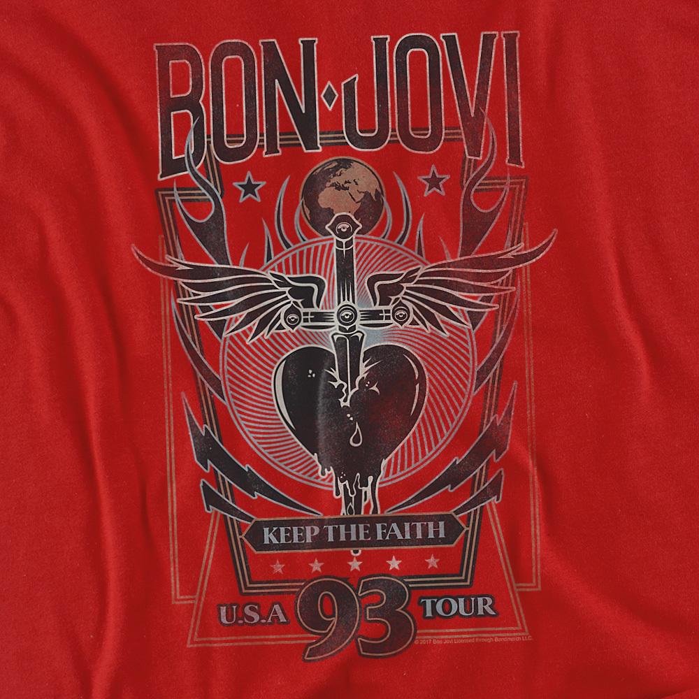 Red - Side - Bon Jovi Unisex Adult Keep The Faith T-Shirt