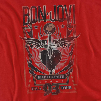 Red - Side - Bon Jovi Unisex Adult Keep The Faith T-Shirt