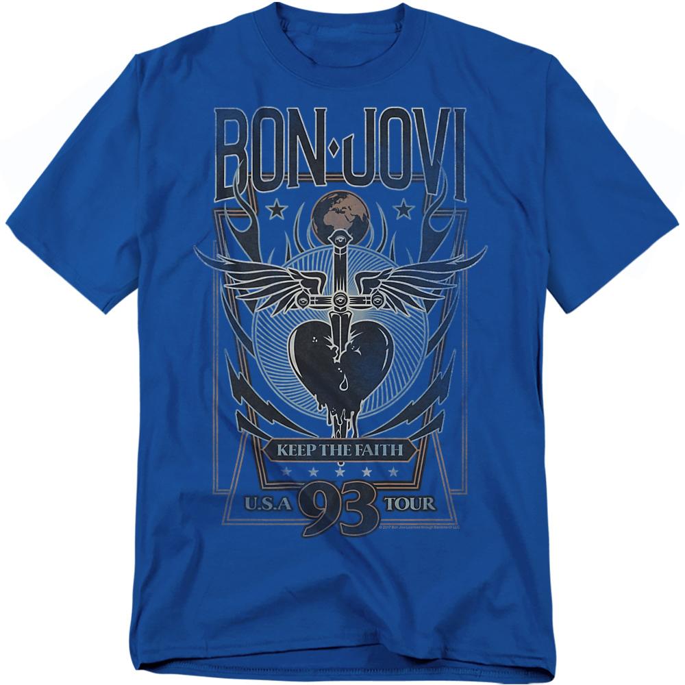 Royal Blue - Front - Bon Jovi Unisex Adult Keep The Faith T-Shirt