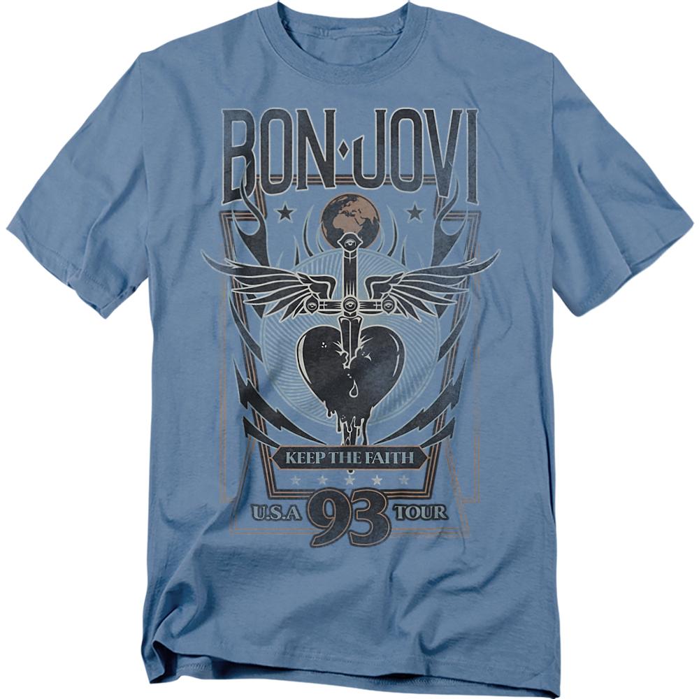 Carolina Blue - Front - Bon Jovi Unisex Adult Keep The Faith T-Shirt