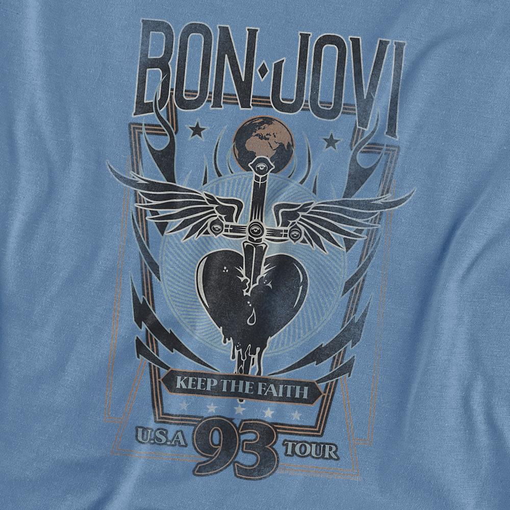 Carolina Blue - Side - Bon Jovi Unisex Adult Keep The Faith T-Shirt