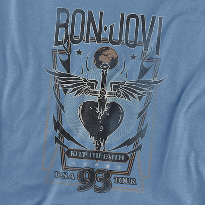 Carolina Blue - Side - Bon Jovi Unisex Adult Keep The Faith T-Shirt