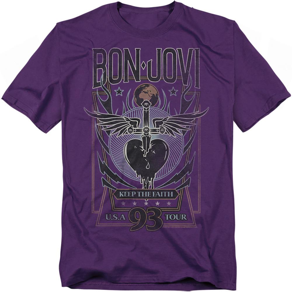 Purple - Front - Bon Jovi Unisex Adult Keep The Faith T-Shirt