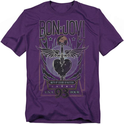 Purple - Front - Bon Jovi Unisex Adult Keep The Faith T-Shirt
