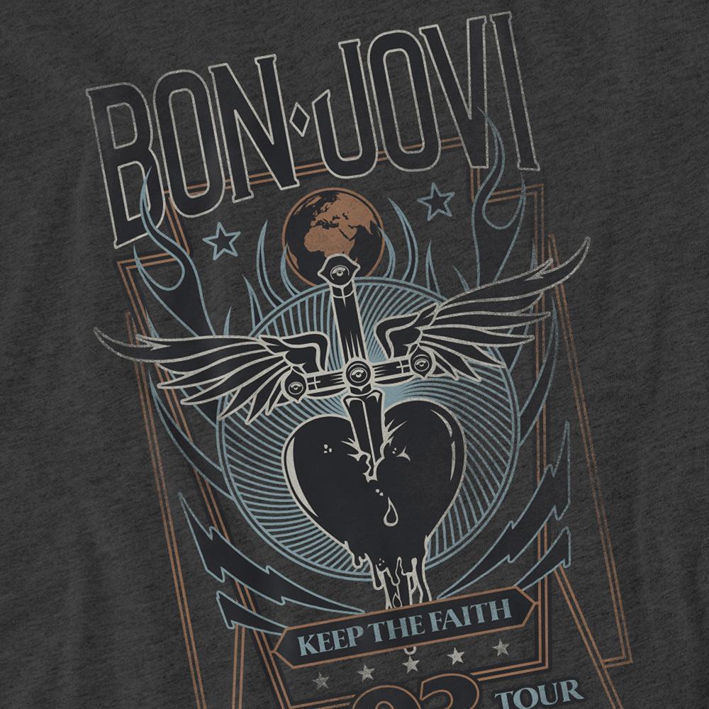Charcoal - Side - Bon Jovi Unisex Adult Keep The Faith T-Shirt