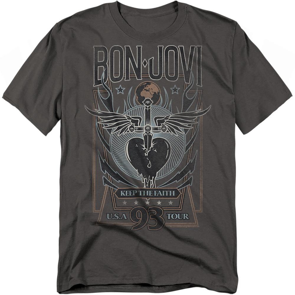 Charcoal Solid - Front - Bon Jovi Unisex Adult Keep The Faith T-Shirt