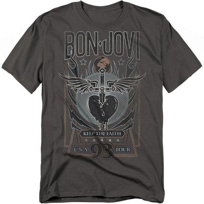 Charcoal Solid - Front - Bon Jovi Unisex Adult Keep The Faith T-Shirt