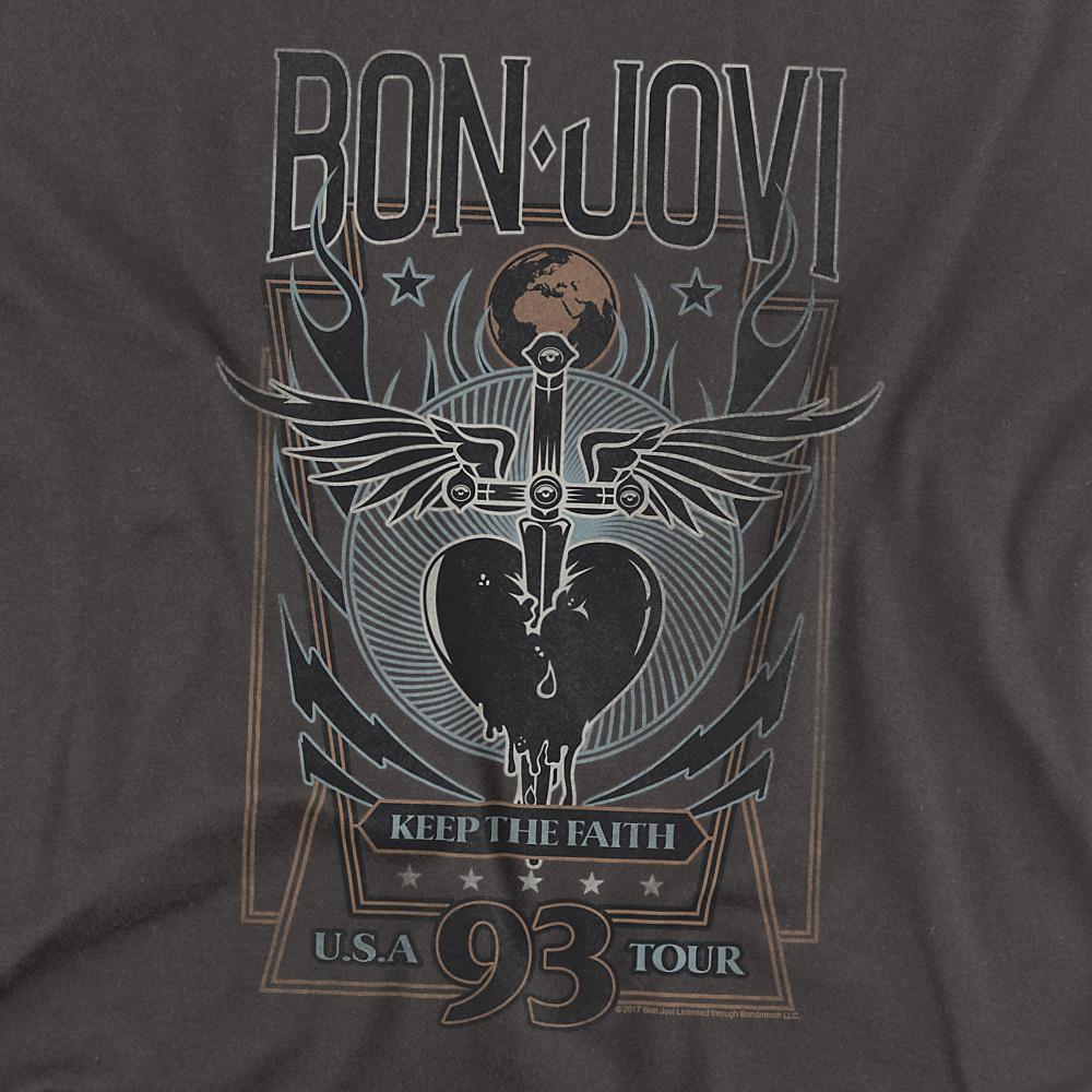 Charcoal Solid - Back - Bon Jovi Unisex Adult Keep The Faith T-Shirt