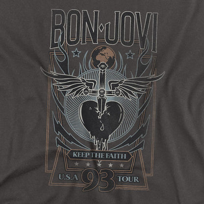 Charcoal Solid - Back - Bon Jovi Unisex Adult Keep The Faith T-Shirt