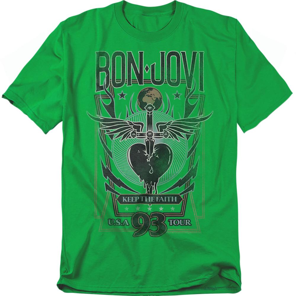 Kelly Green - Front - Bon Jovi Unisex Adult Keep The Faith T-Shirt