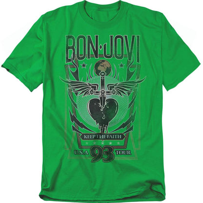 Kelly Green - Front - Bon Jovi Unisex Adult Keep The Faith T-Shirt