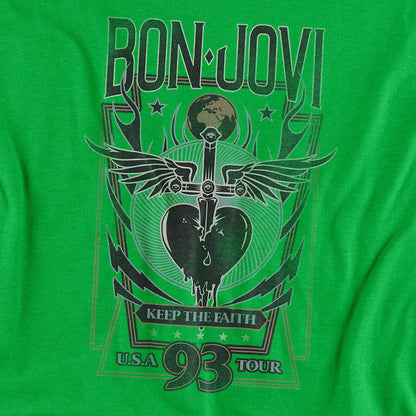 Kelly Green - Side - Bon Jovi Unisex Adult Keep The Faith T-Shirt