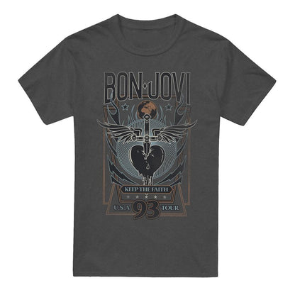 Charcoal - Front - Bon Jovi Unisex Adult Keep The Faith T-Shirt