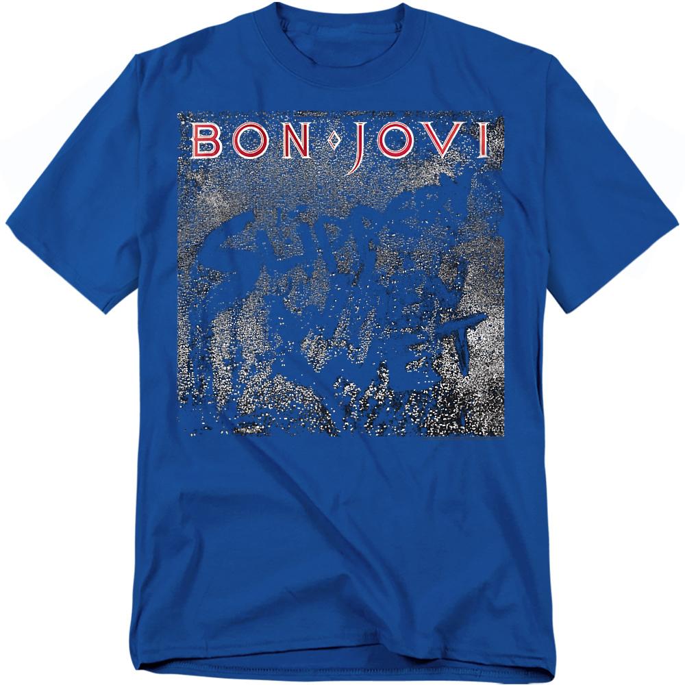 Royal Blue - Front - Bon Jovi Unisex Adult Slippery When Wet T-Shirt