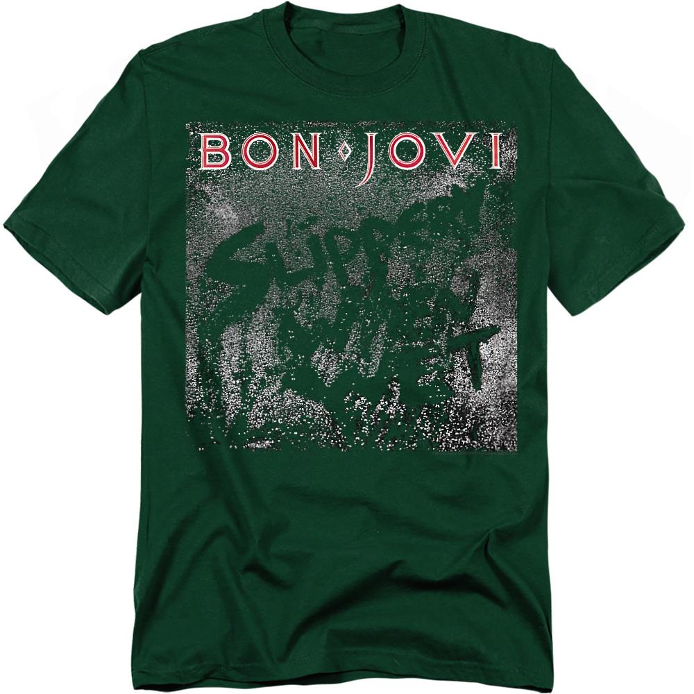 Hunter Green - Front - Bon Jovi Unisex Adult Slippery When Wet T-Shirt