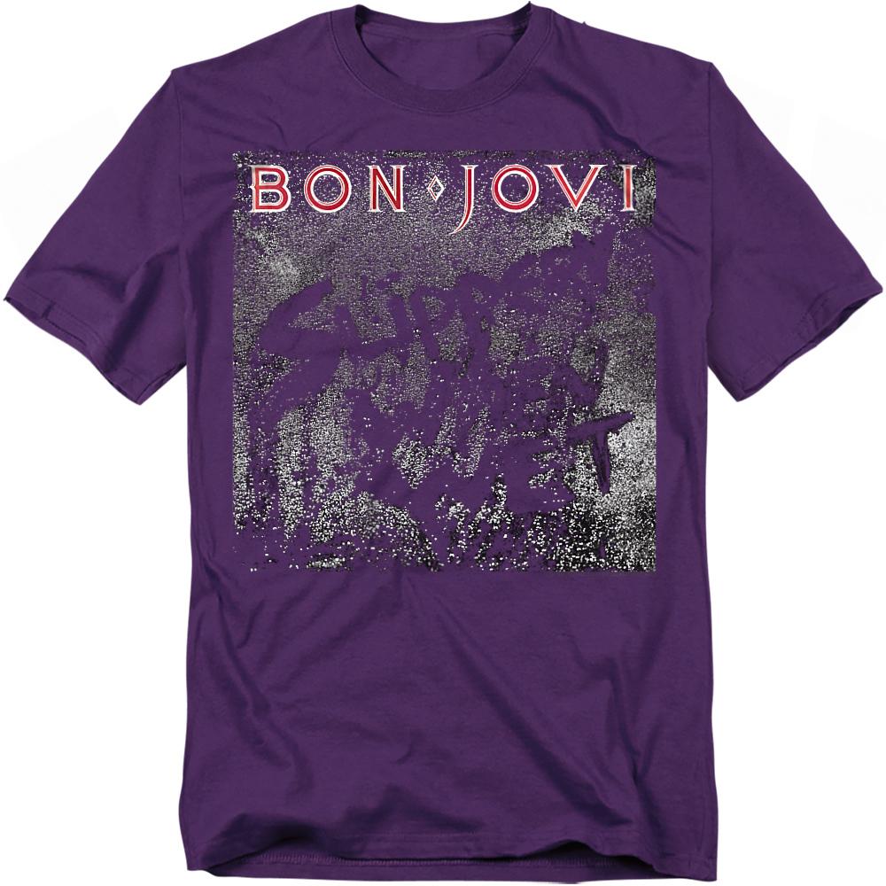 Purple - Front - Bon Jovi Unisex Adult Slippery When Wet T-Shirt