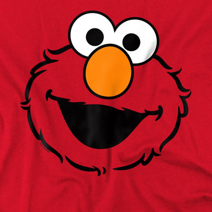 Red - Side - Sesame Street Unisex Adult Elmo Face Ringspun Cotton T-Shirt