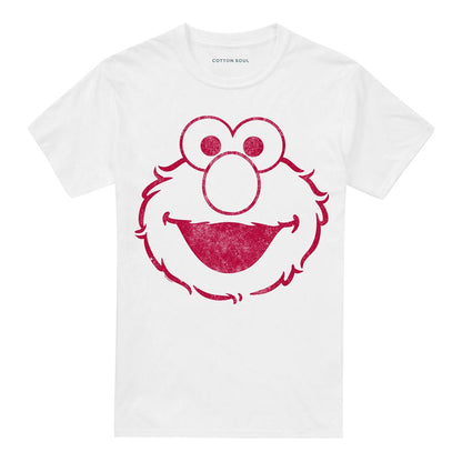 White - Front - Sesame Street Unisex Adult Elmo Mono T-Shirt