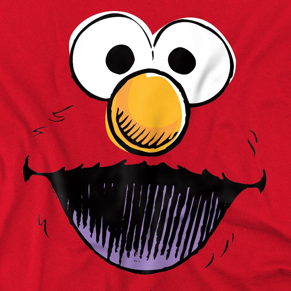 Red - Side - Sesame Street Unisex Adult Retro Elmo Sketch T-Shirt