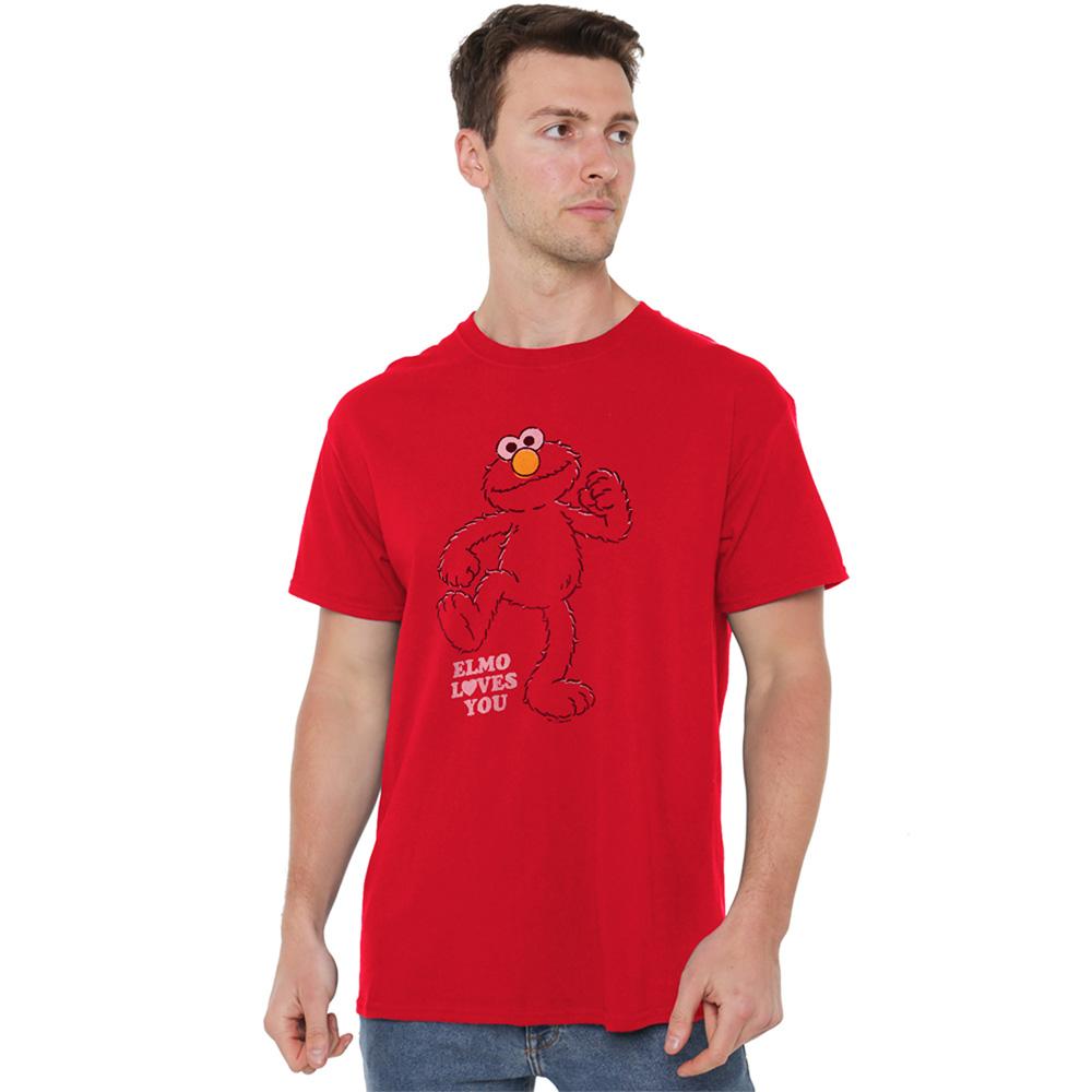 Red - Lifestyle - Sesame Street Unisex Adult Elmo Loves You T-Shirt