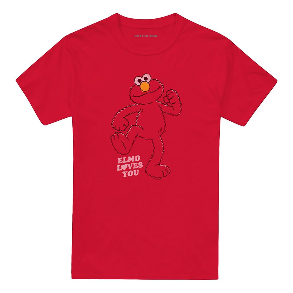 Red - Front - Sesame Street Unisex Adult Elmo Loves You T-Shirt