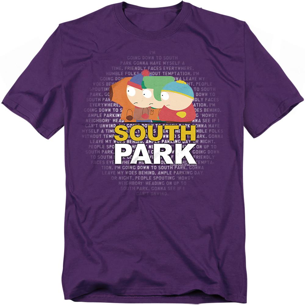 Purple - Front - South Park Unisex Adult Lyrics T-Shirt