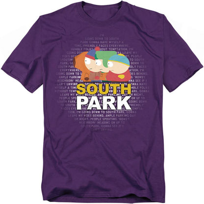 Purple - Front - South Park Unisex Adult Lyrics T-Shirt