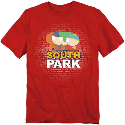 Red - Front - South Park Unisex Adult Lyrics T-Shirt