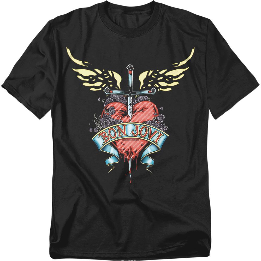 Black - Front - Bon Jovi Unisex Adult Dagger T-Shirt