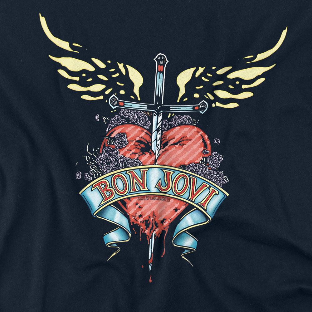 Navy - Side - Bon Jovi Unisex Adult Dagger T-Shirt