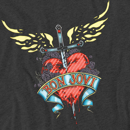 Charcoal - Side - Bon Jovi Unisex Adult Dagger T-Shirt