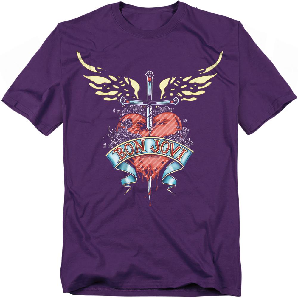 Purple - Front - Bon Jovi Unisex Adult Dagger T-Shirt
