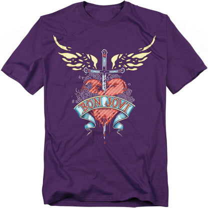Purple - Front - Bon Jovi Unisex Adult Dagger T-Shirt