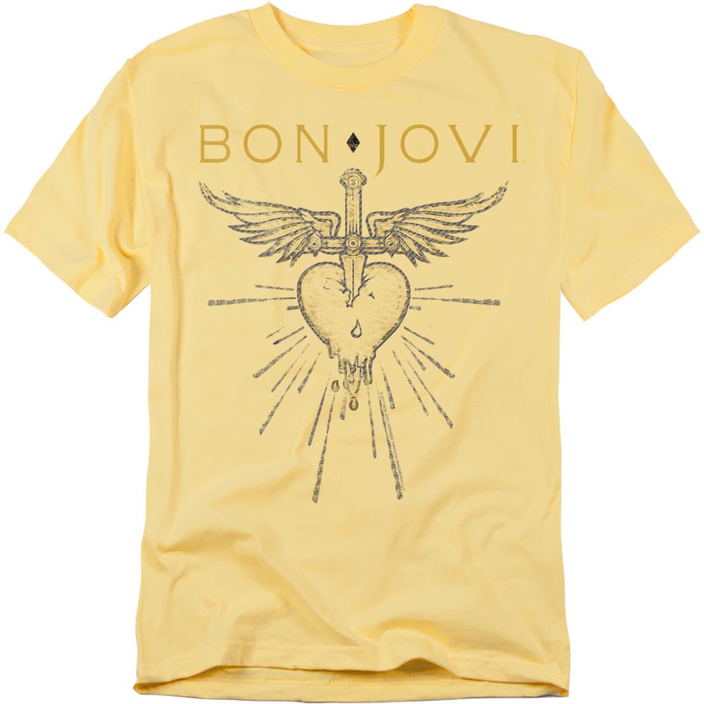 Banana Yellow - Front - Bon Jovi Unisex Adult Greatest Hits T-Shirt