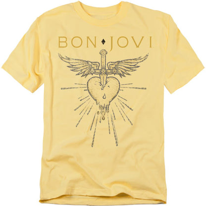 Banana Yellow - Front - Bon Jovi Unisex Adult Greatest Hits T-Shirt