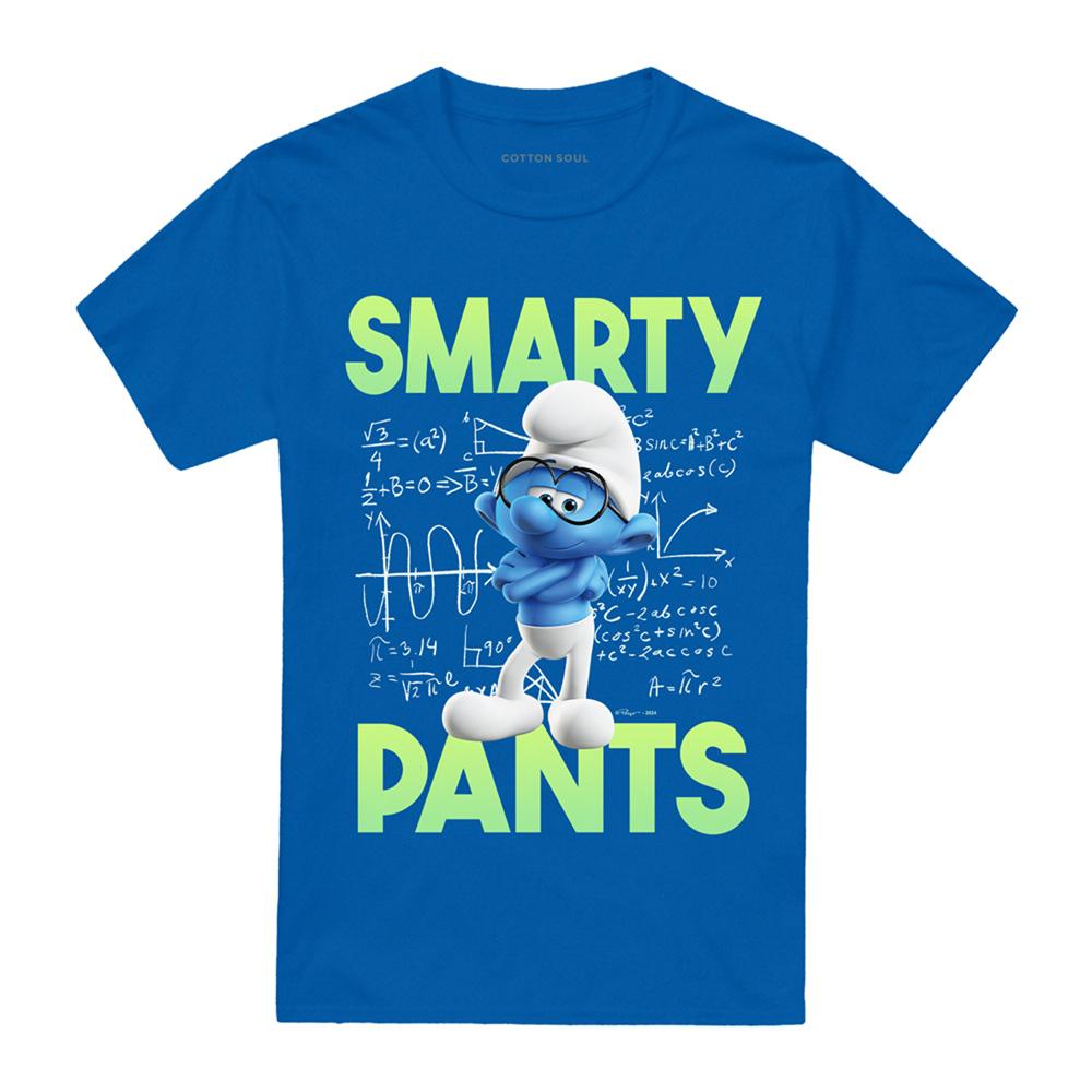 Royal Blue - Front - The Smurfs Unisex Adult Smarty Pants T-Shirt