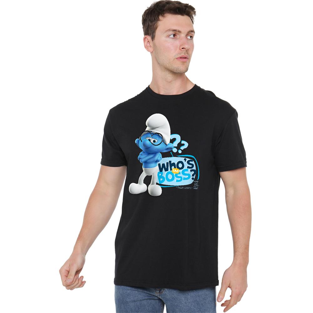 Black - Lifestyle - The Smurfs Unisex Adult Who´s The Boss? Brainy Smurf T-Shirt