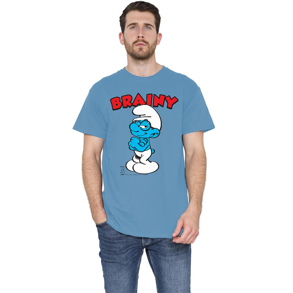 Carolina Blue - Lifestyle - The Smurfs Unisex Adult Brainy Smurf Ringspun Cotton T-Shirt