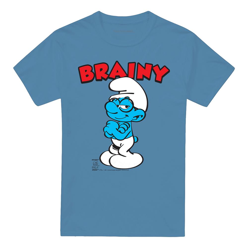 Carolina Blue - Front - The Smurfs Unisex Adult Brainy Smurf Ringspun Cotton T-Shirt