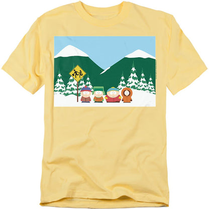 Banana Yellow - Front - South Park Unisex Adult Bus Stop T-Shirt