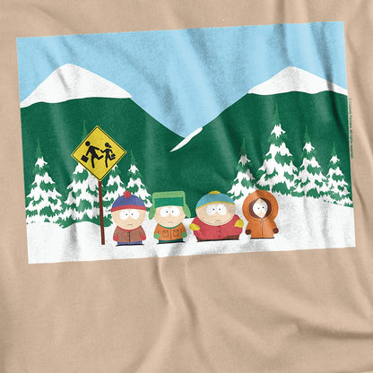 Sand - Side - South Park Unisex Adult Bus Stop T-Shirt